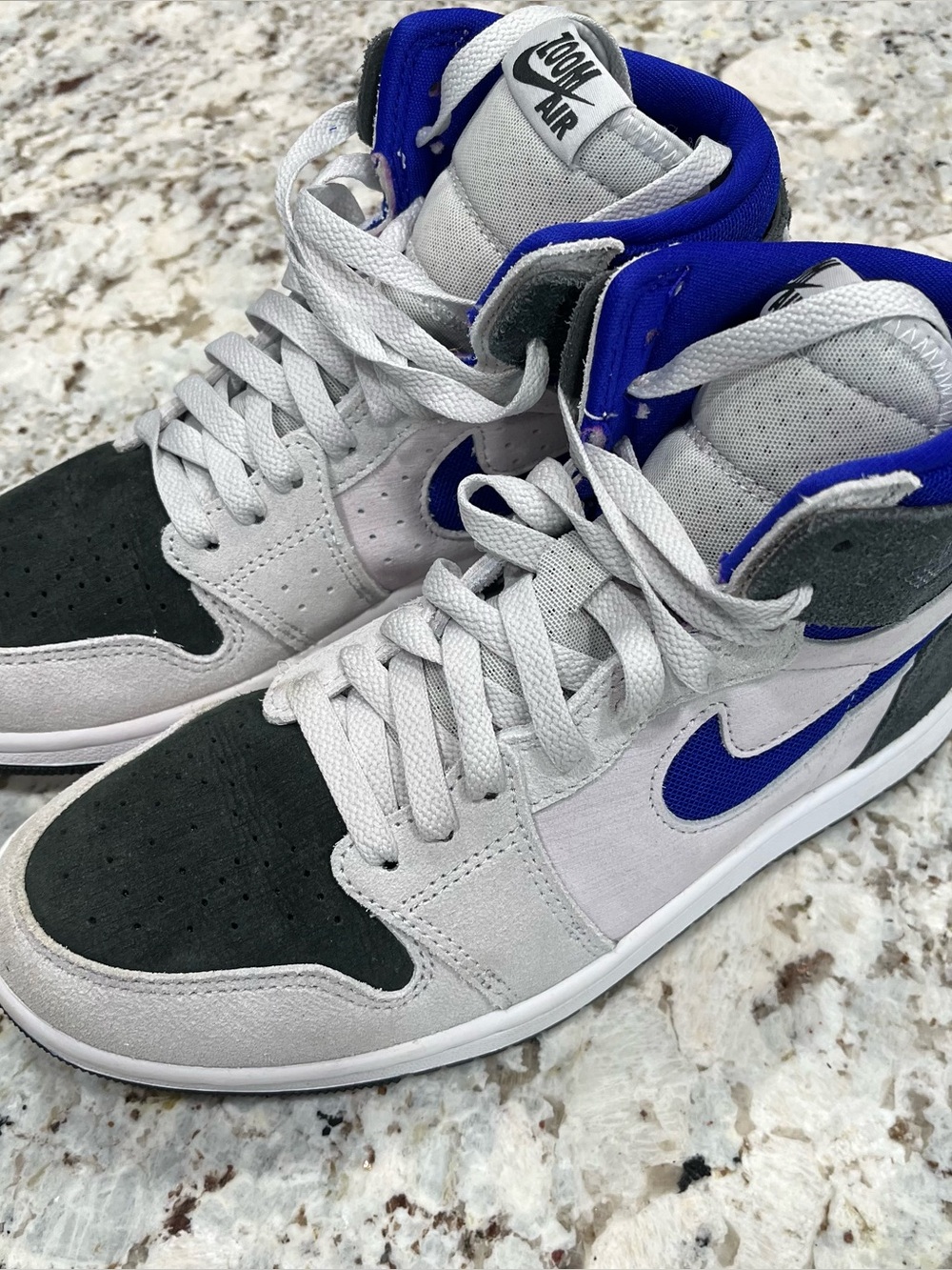 Nike High-Top Sneakers in White, Black & Royal Blue